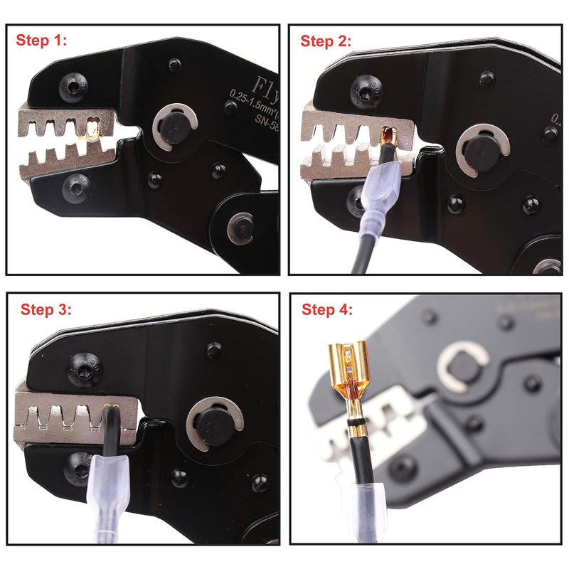 Flytuo Wire Crimping Tool for AWG24-16 (0.25-1.5mmÂ²) and Terminal Crimping Tool Works for Dupont Wire EPS,SATA,PINS MOLEX,JST Terminals - Image 5